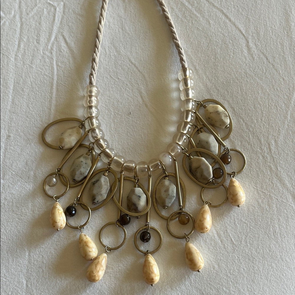 Free People Gold and Cream Dangle Necklace